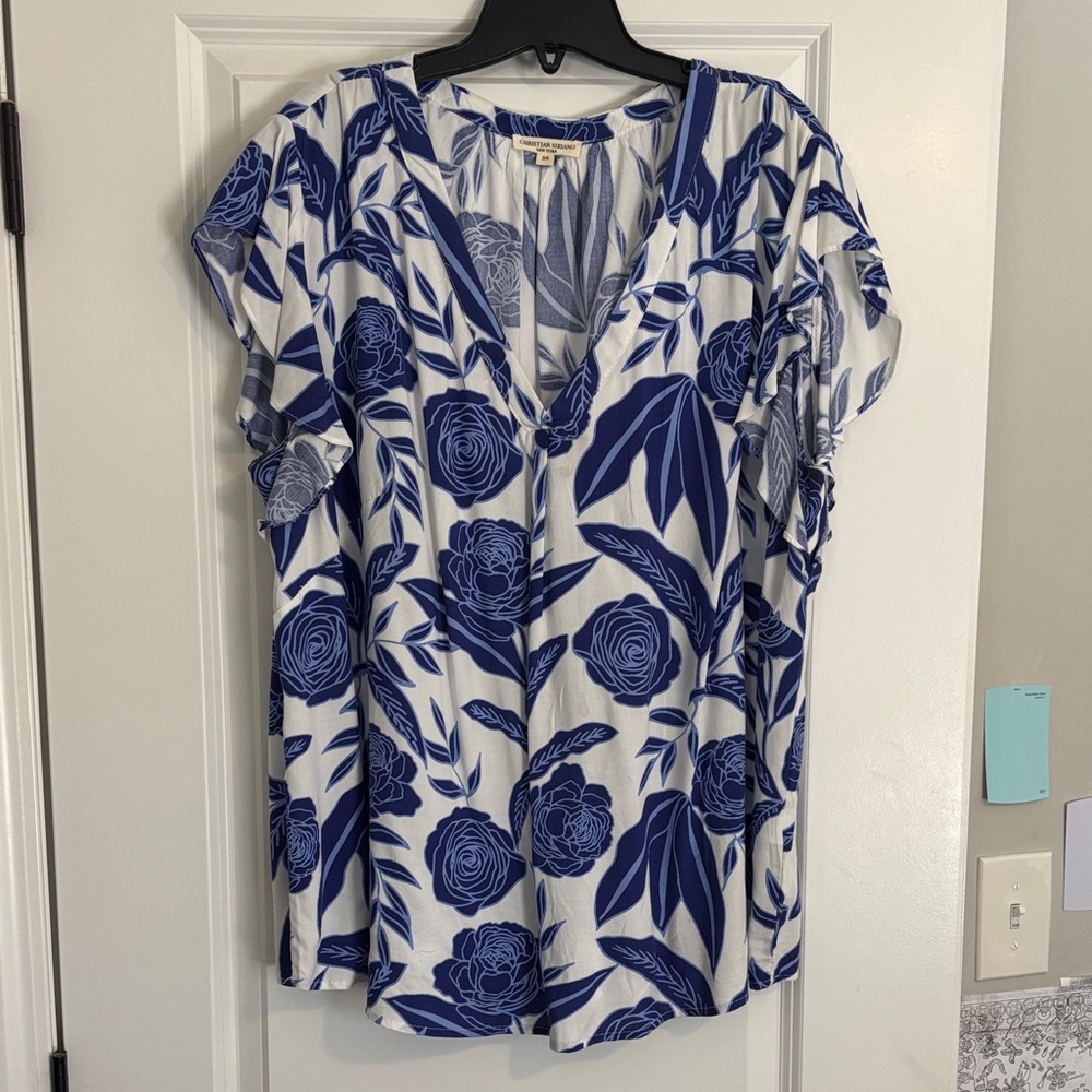 Christian Siriano Blue Floral Women's Top